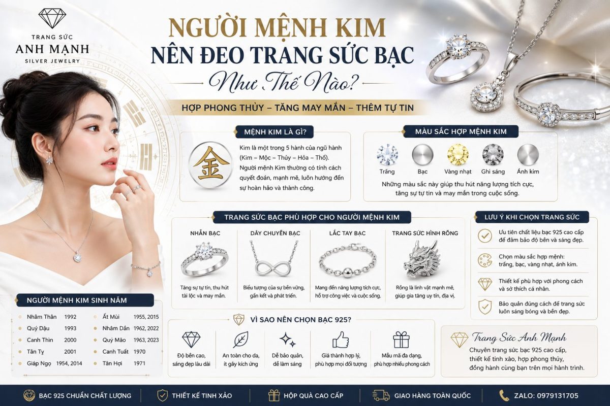 Người Mệnh Kim Nên Đeo Trang Sức Bạc Như Thế Nào Để Tăng May Mắn?