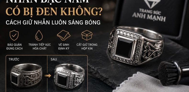 Nhan bac nam 925 sang bong cao cap danh cho nam gioi