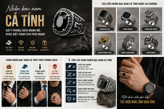 Nhẫn bạc nam cá tính – Gợi ý phong cách mạnh mẽ, khác biệt dành cho phái mạnh