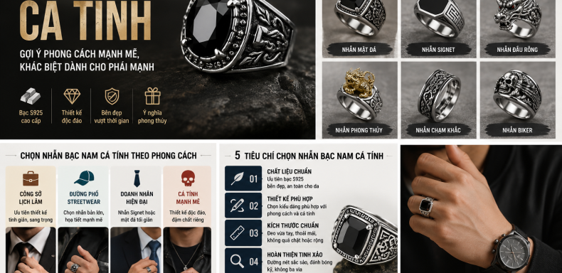 Nhẫn bạc nam cá tính