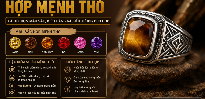 Nhẫn bạc nam hợp mệnh Thổ
