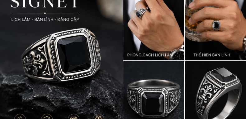 Nhẫn bạc nam signet