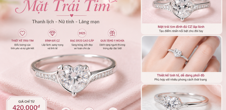 Nhẫn bạc nữ mặt trái tim có đẹp không