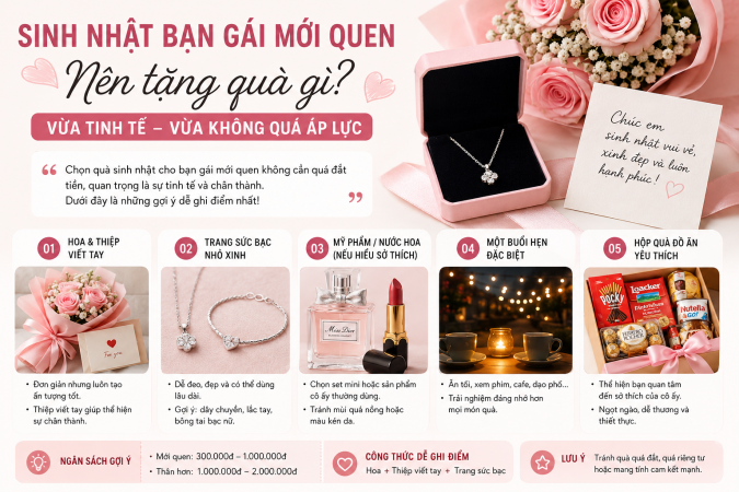 Sinh Nhật Bạn Gái Mới Quen Nên Tặng Quà Gì Vừa Tinh Tế Vừa Không Quá Áp Lực