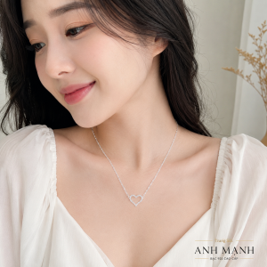 Vòng cổ bạc nữ hình trái tim đính đá