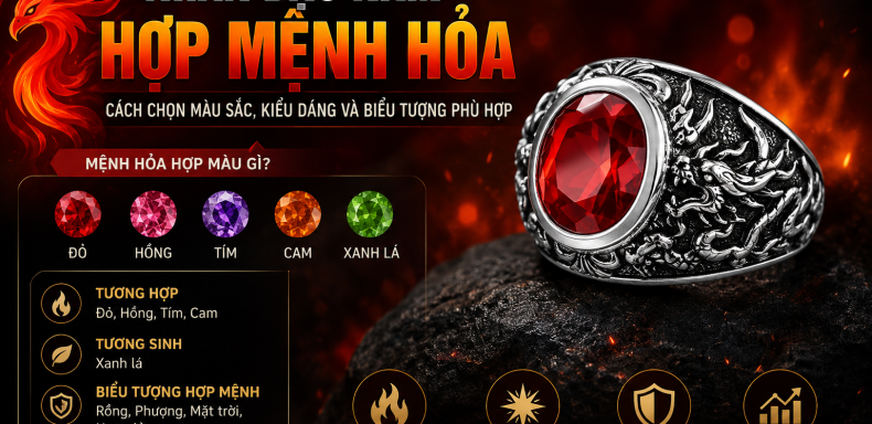 cách chọn nhẫn bạc nam hợp mệnh Hỏa theo màu sắc kiểu dáng và phong