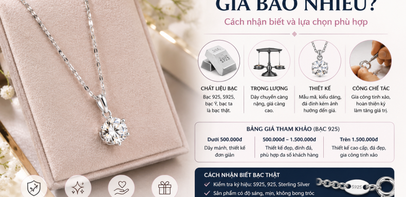 dây chuyền bạc thật giá bao nhiêu