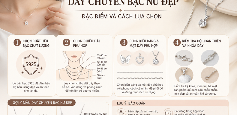 tip lựa chọn dây chuyền bạc nữ đẹp