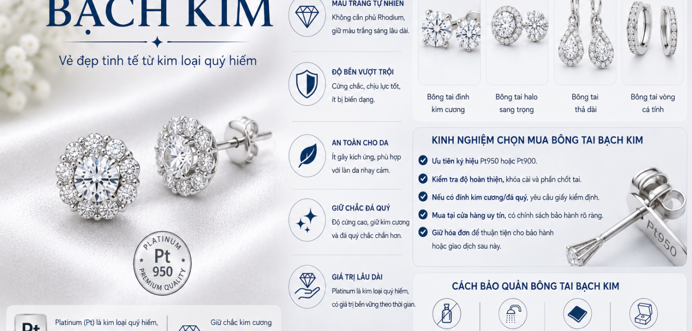 Bông tai bạch kim có đẹp không