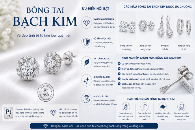Bông Tai Bạch Kim Có Đẹp Không? Cách Chọn Và Kinh Nghiệm Mua