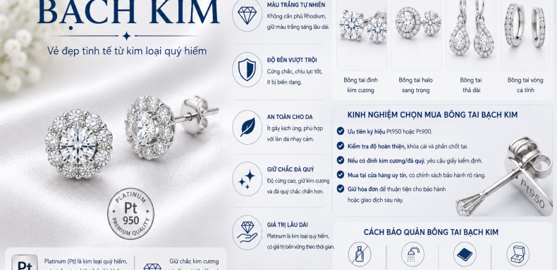 Bông tai bạch kim có đẹp không