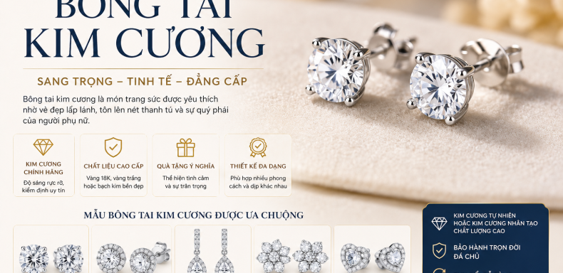 Bông tai kim cương đẹp