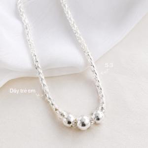 Dây Chuyền Bạc Mặt Bi Tròn Cho Bé
