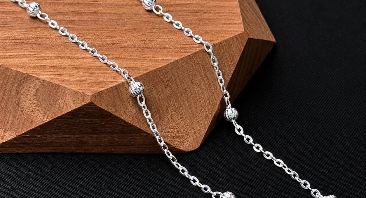 Dây Chuyền Bạc Ý S Mắt Xích Bi Khía