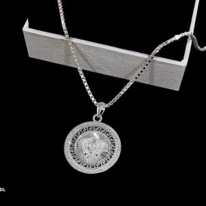 Dây chuyền bạc nam mặt Versace đá tròn