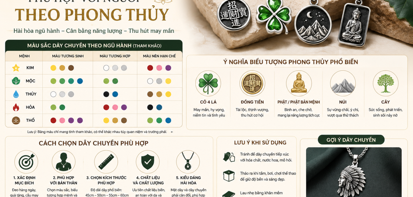 Dây chuyền phù hợp với người theo phong thủy Dây chuyền phù hợp với người hợp phong thủy