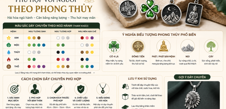 Dây chuyền phù hợp với người theo phong thủy Dây chuyền phù hợp với người hợp phong thủy