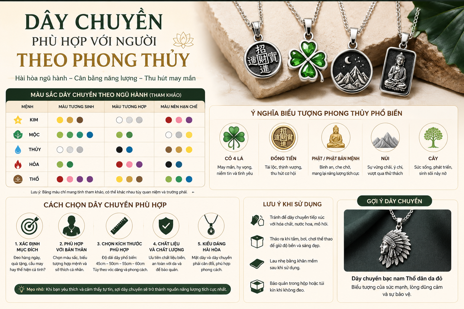 Dây chuyền phù hợp với người theo phong thủy