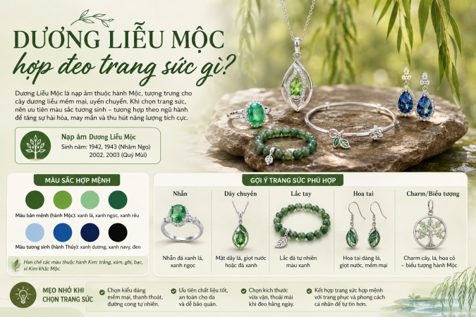 Dương Liễu Mộc hợp đeo trang sức gì?