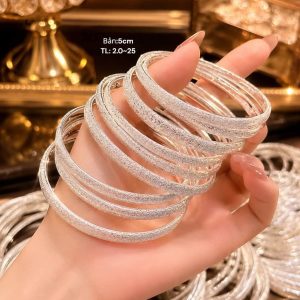 Kiềng Bạc Nữ Trơn Phun Cát Bạc Ta Cao Cấp
