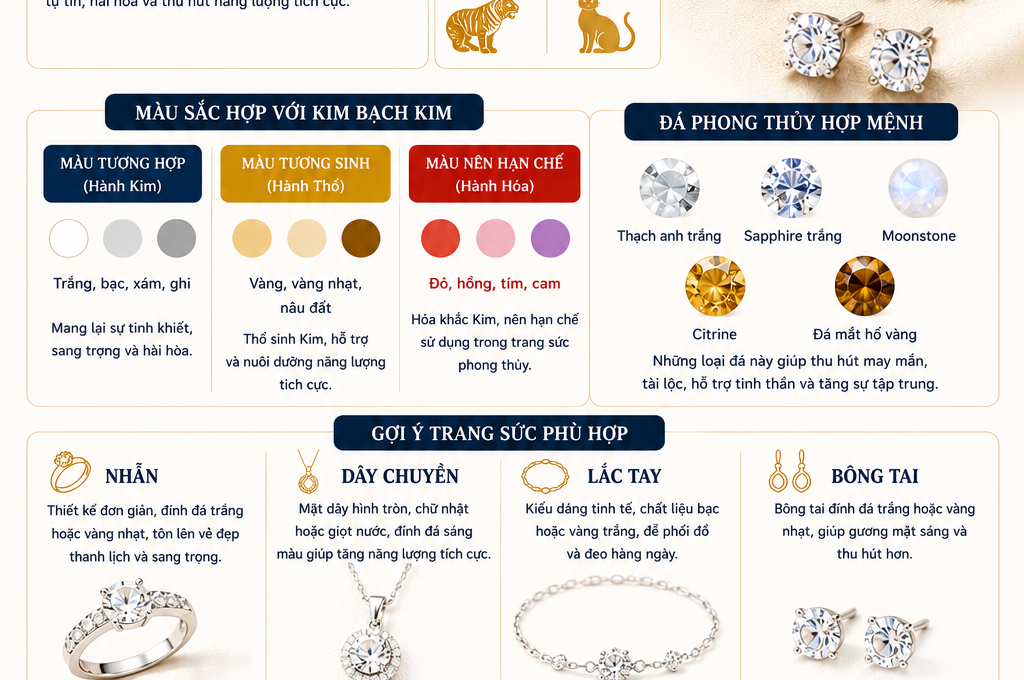 Kim Bạch Kim hợp đeo trang sức gì