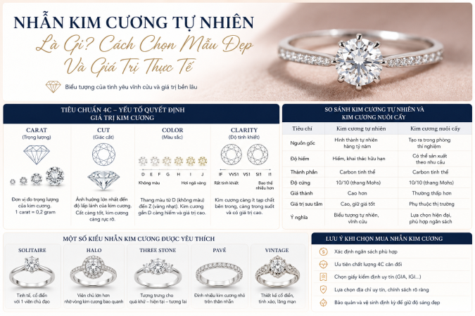 Nhẫn kim cương tự nhiên là gì?