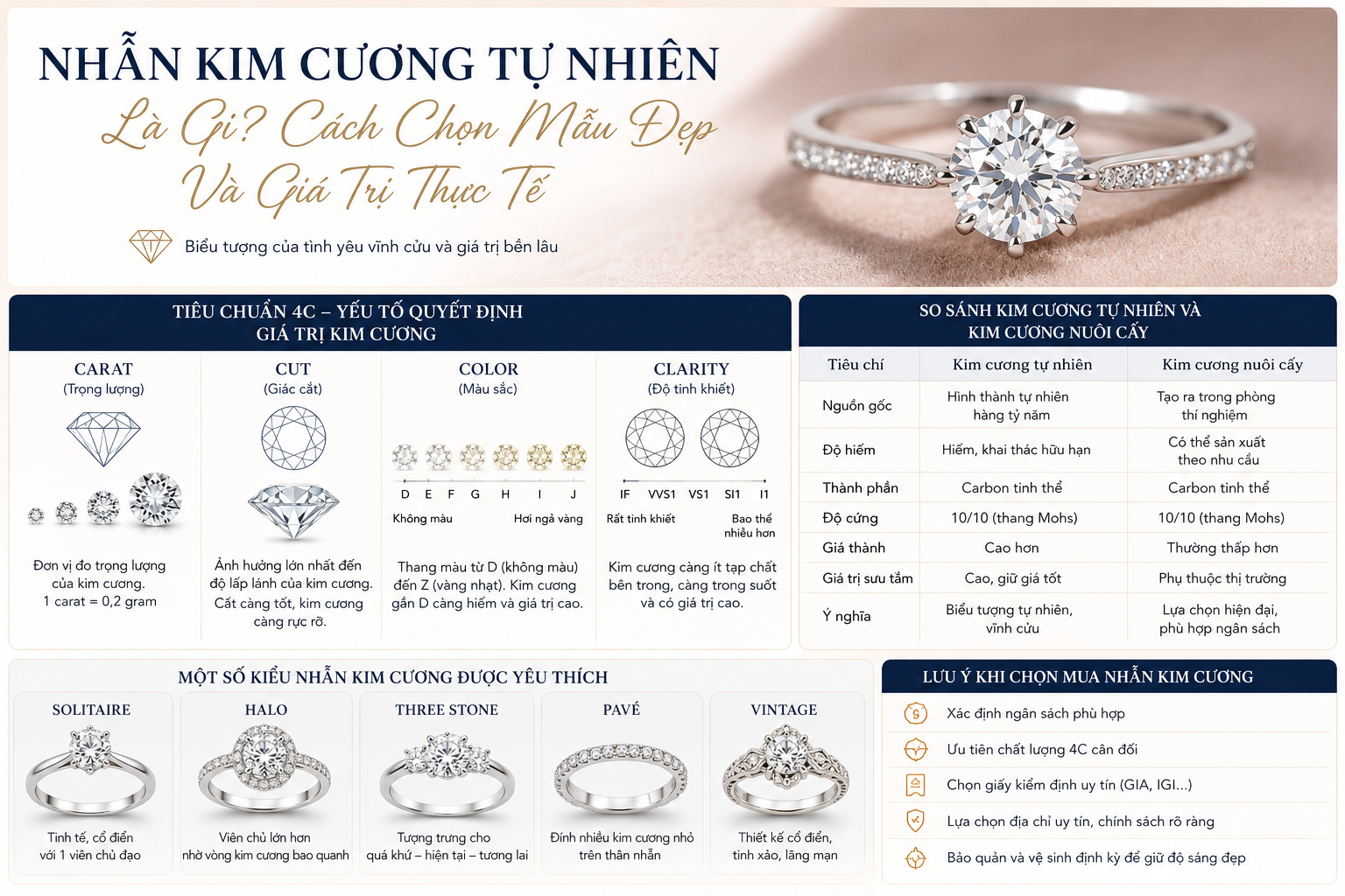 Nhẫn kim cương tự nhiên là gì?