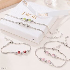 Lắc Tay Bạc Trẻ Em Hoa Cúc Nhiều Màu S