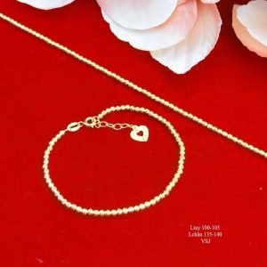 Lắc Tay Vàng K Bi Tròn Charm Trái Tim