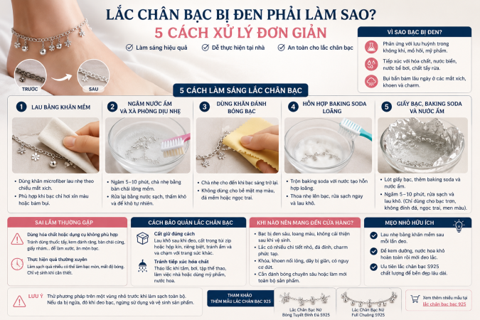 Lắc chân bạc bị đen phải làm sao? 5 cách xử lý đơn giản