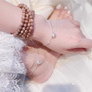 Lắc tay bi bạc họa tiết trái tim