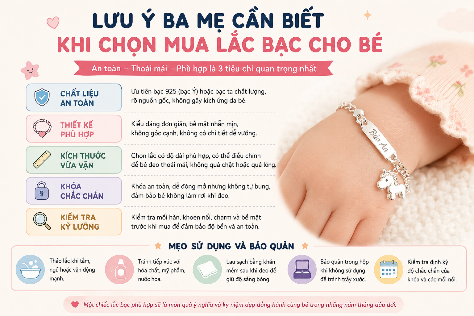Lưu ý ba mẹ cần biết khi chọn mua lắc bạc cho bé