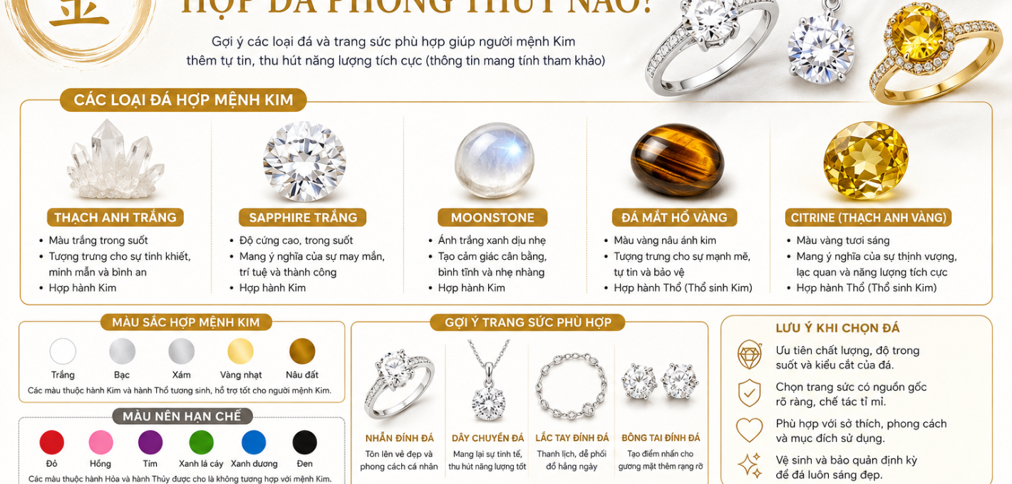 Mệnh Kim hợp đá phong thủy nào