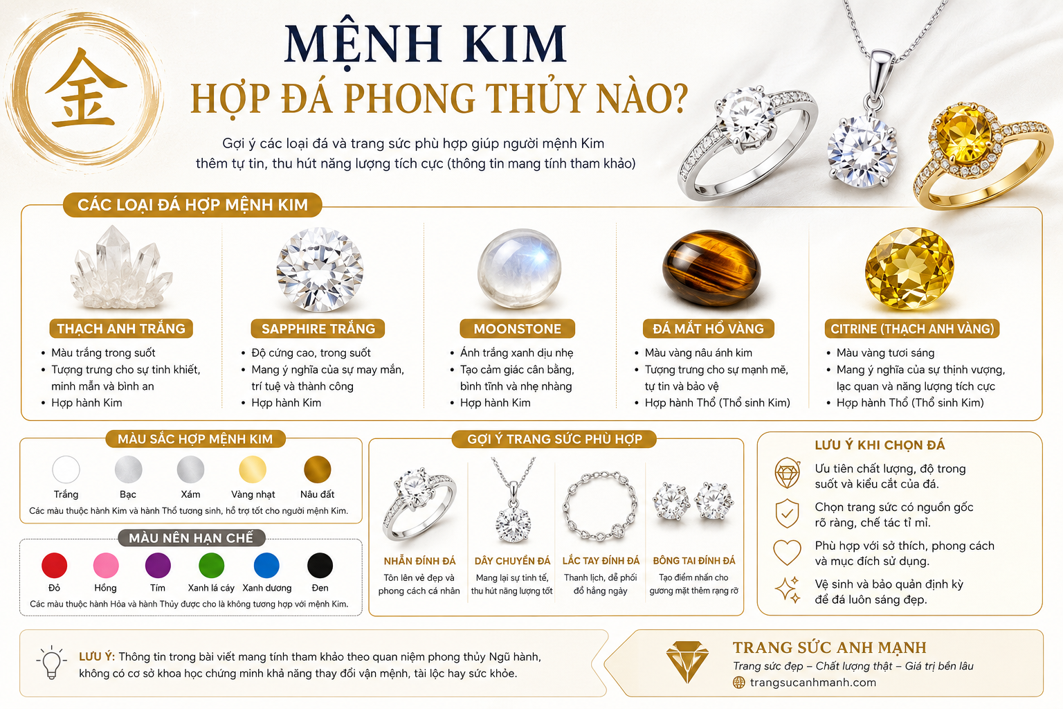 Mệnh Kim hợp đá phong thủy nào?