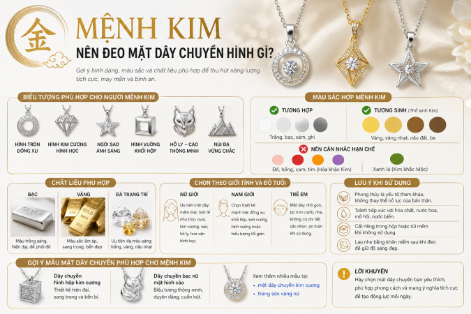 Mệnh Kim nên đeo mặt dây chuyền hình gì