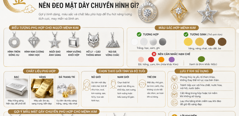 Mệnh Kim nên đeo mặt dây chuyền hình gì