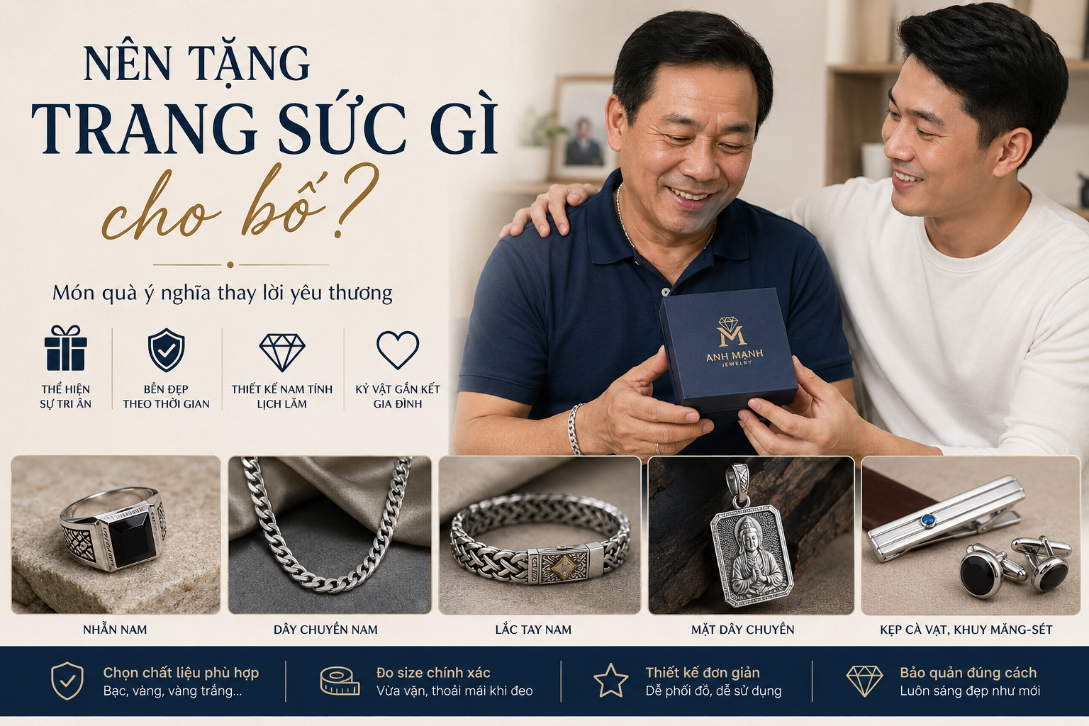 Nên tặng trang sức gì cho bố?