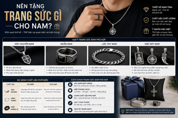 Nên tặng trang sức gì cho nam?