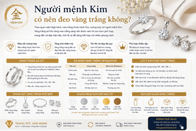 Người mệnh Kim có nên đeo vàng trắng không?