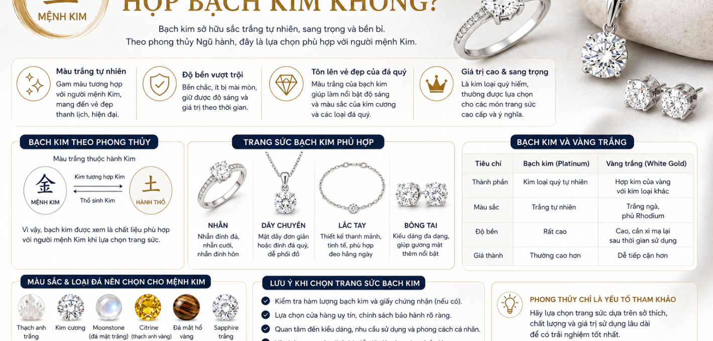 Người mệnh Kim hợp bạch kim không