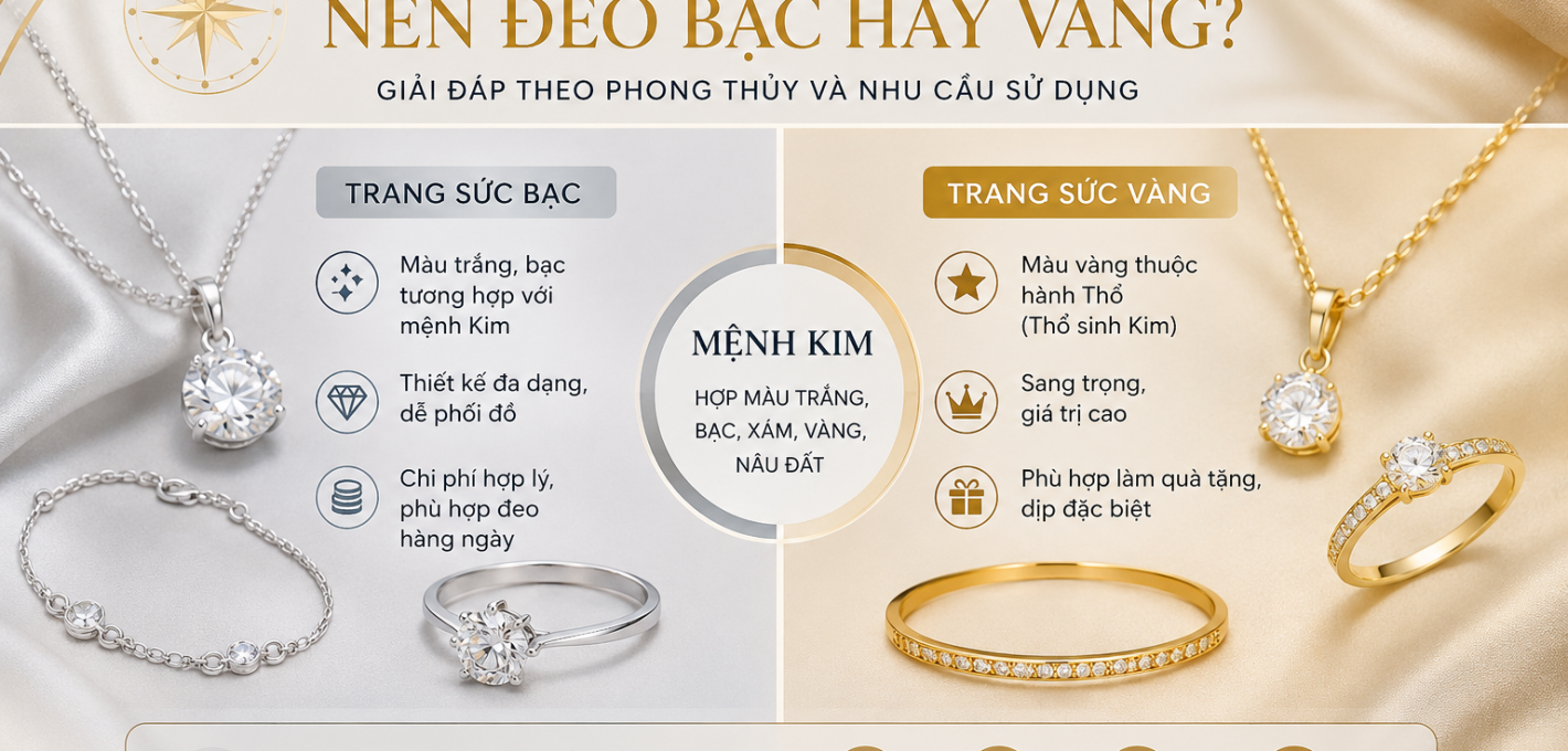 Người mệnh Kim nên đeo bạc hay vàng