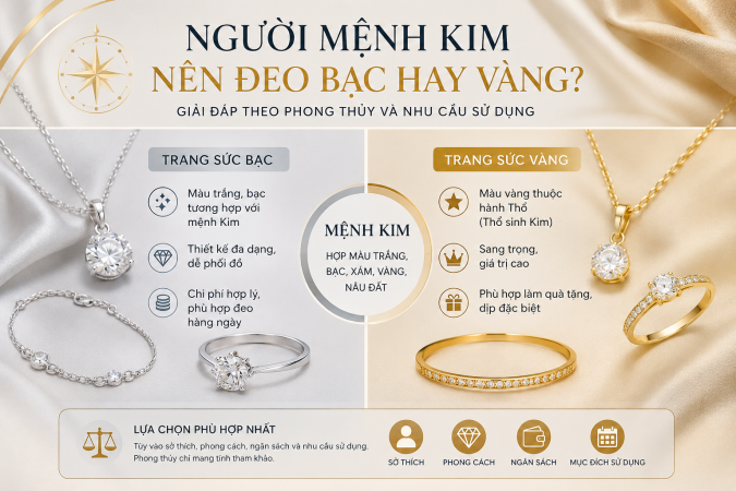 Người mệnh Kim nên đeo bạc hay vàng