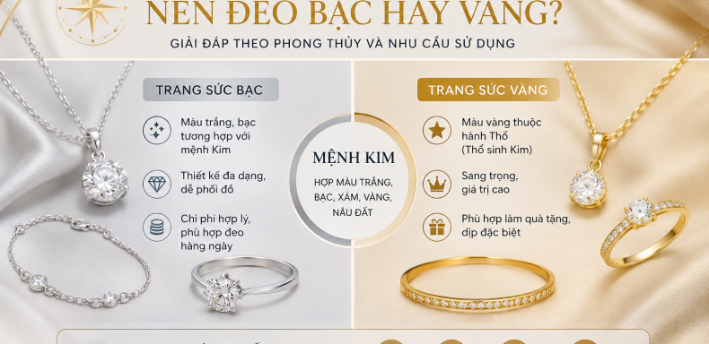 Người mệnh Kim nên đeo bạc hay vàng