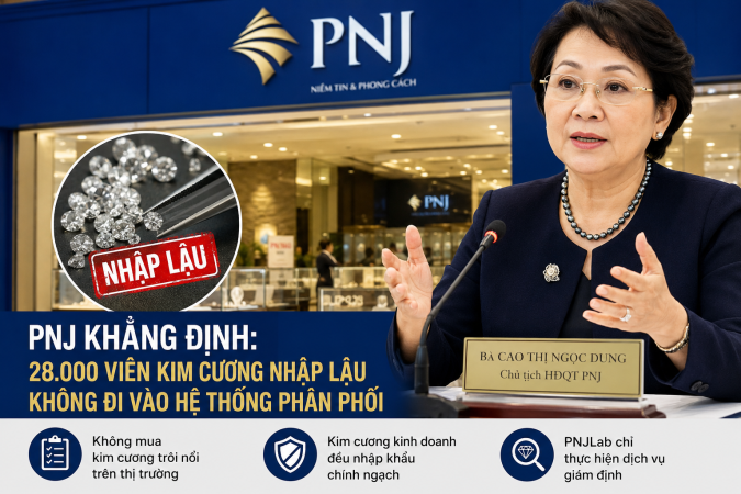PNJ Khẳng Định 28.000 Viên Kim Cương Nhập Lậu Không Đi Vào Hệ Thống Phân Phối