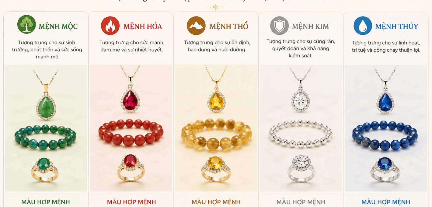 Trang sức theo mệnh ngũ hành