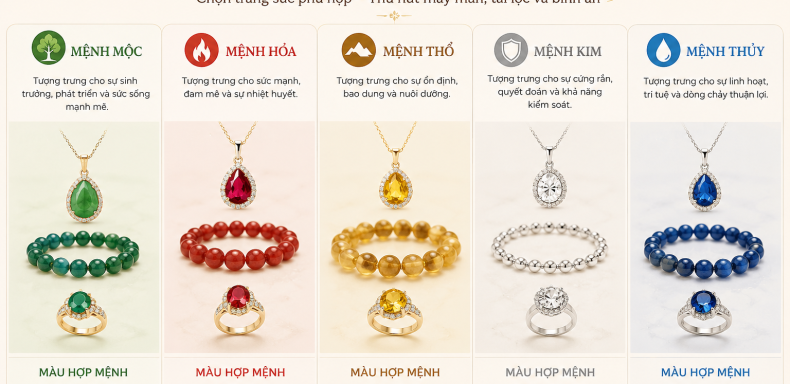 Trang sức theo mệnh ngũ hành