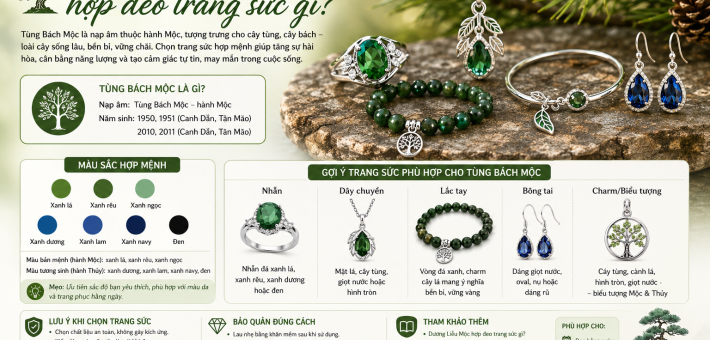 Tùng Bách Mộc hợp đeo trang sức gì