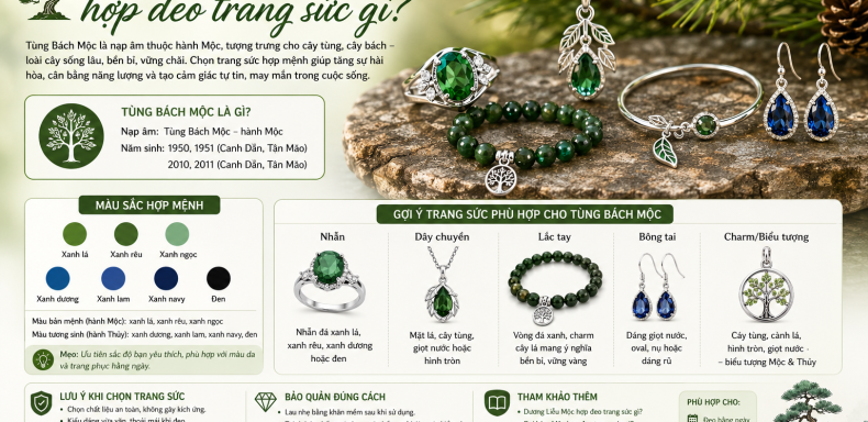 Tùng Bách Mộc hợp đeo trang sức gì