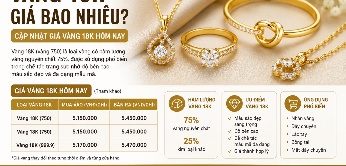 Vàng k giá bao nhiêu chỉ