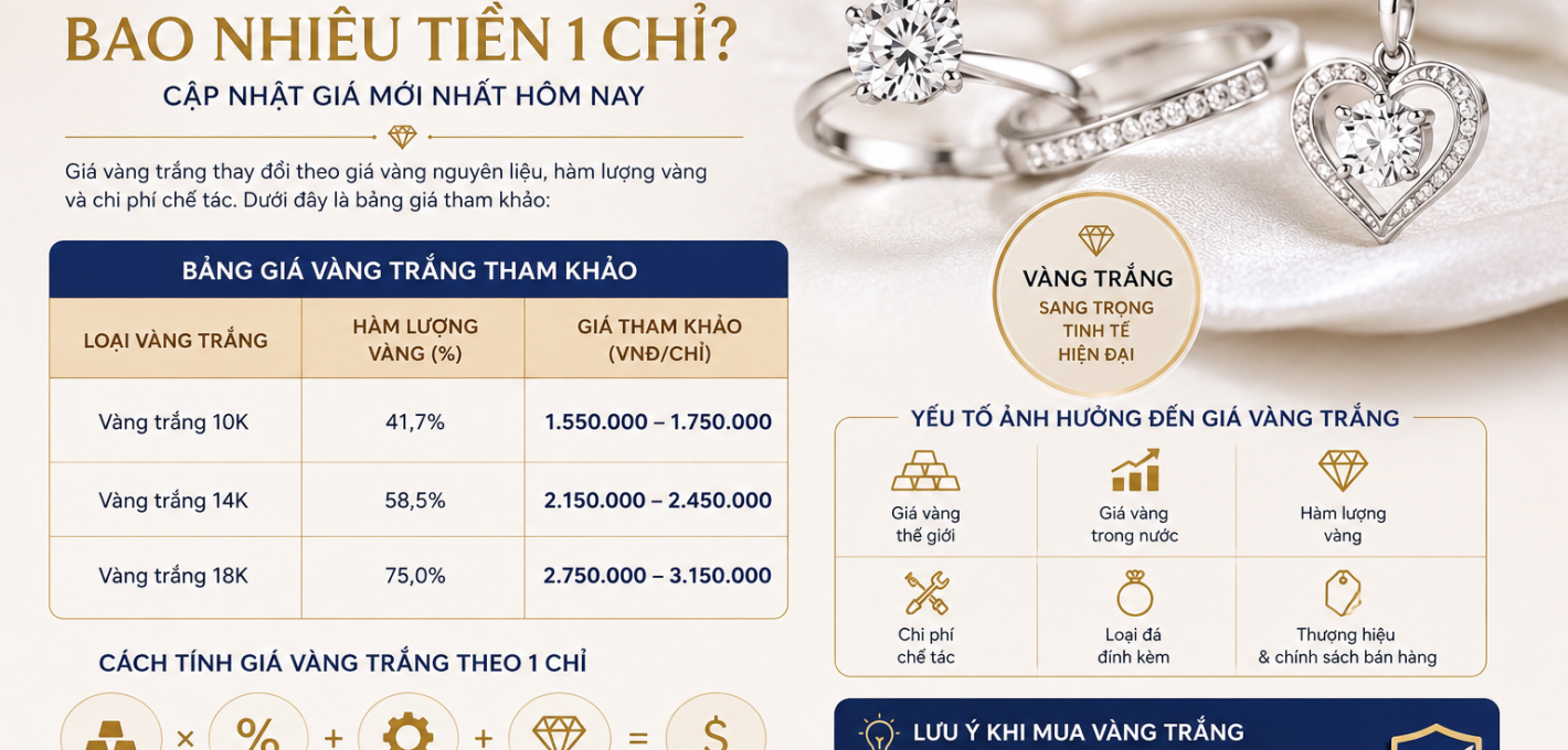 Vàng Trắng Bao Nhiêu Tiền Chỉ